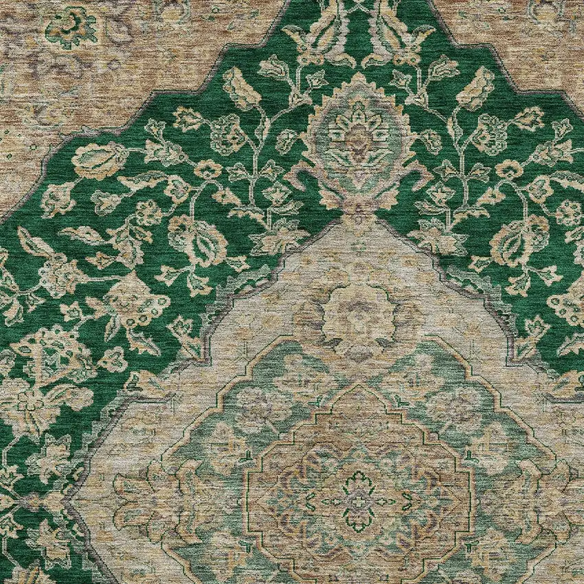 Emerald Beige And Brown Oriental Washable Indoor Outdoor Area Rug Photo 5