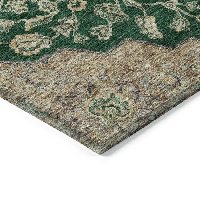 Emerald Beige And Brown Oriental Washable Indoor Outdoor Area Rug Photo 4