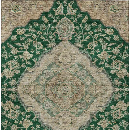 Emerald Beige And Brown Oriental Washable Indoor Outdoor Area Rug Photo 6