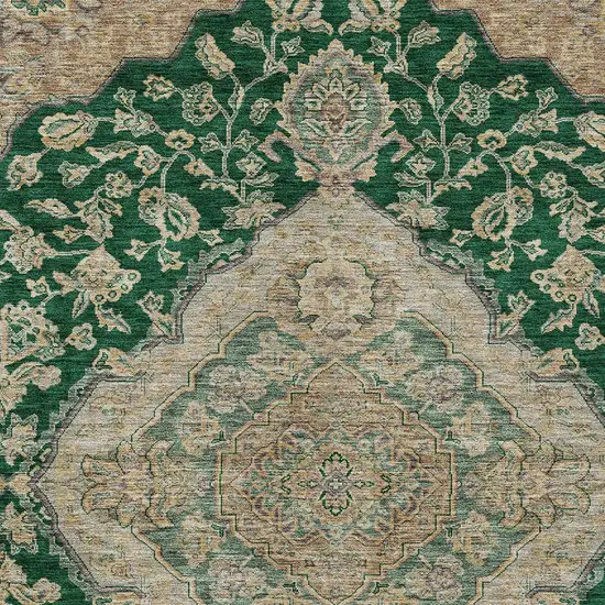 Emerald Beige And Brown Oriental Washable Indoor Outdoor Area Rug Photo 5
