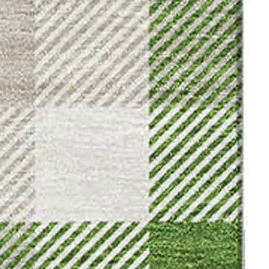 Emerald Beige And Ivory Plaid Washable Area Rug With UV Protection Photo 2
