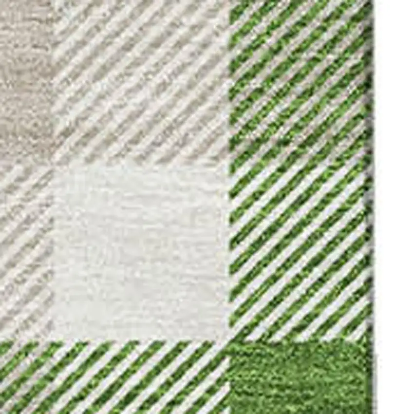 Emerald Beige And Ivory Plaid Washable Area Rug With UV Protection Photo 2