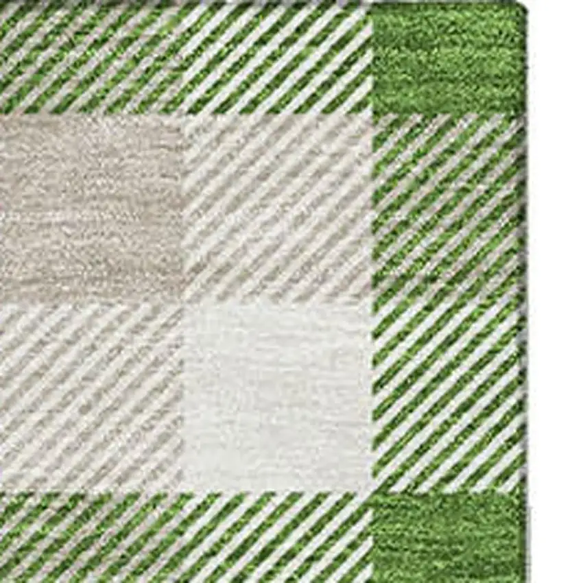 Emerald Beige And Ivory Plaid Washable Area Rug With UV Protection Photo 3