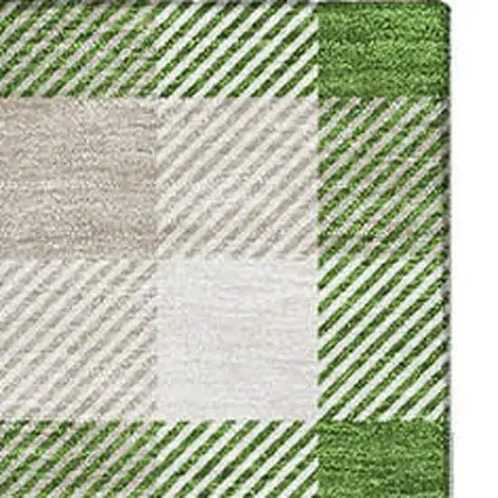 Emerald Beige And Ivory Plaid Washable Area Rug With UV Protection Photo 3