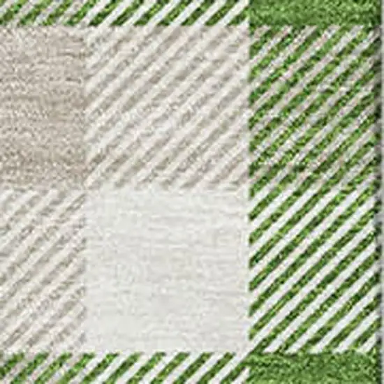 Emerald Beige And Ivory Plaid Washable Area Rug With UV Protection Photo 2