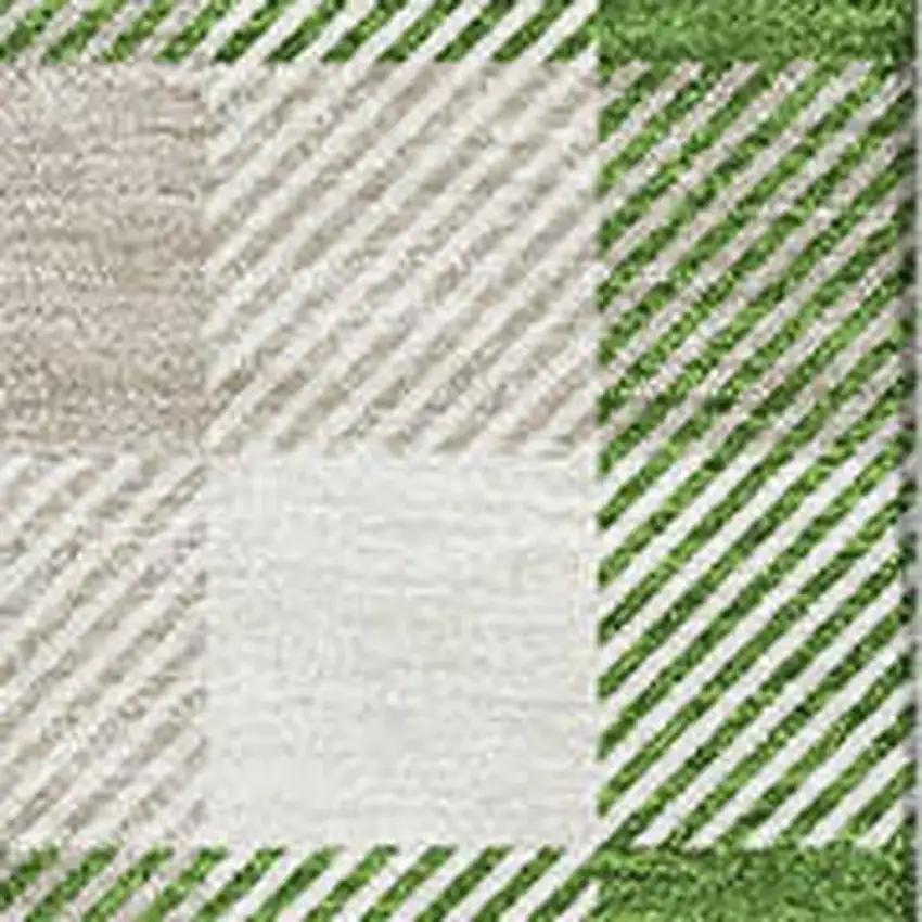 Emerald Beige And Ivory Plaid Washable Area Rug With UV Protection Photo 2