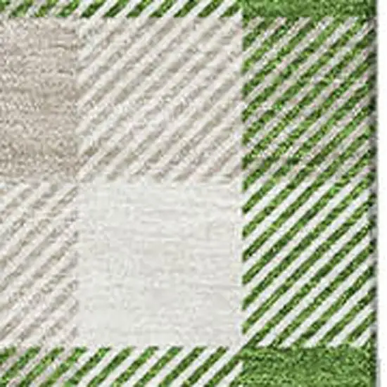 Emerald Beige And Ivory Plaid Washable Area Rug With UV Protection Photo 2