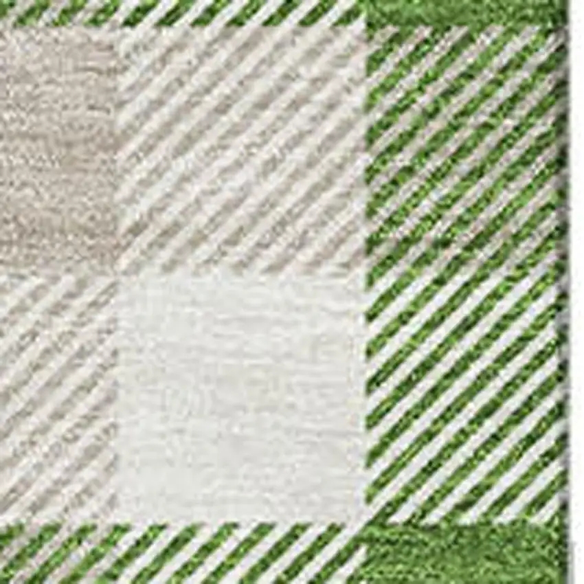 Emerald Beige And Ivory Plaid Washable Area Rug With UV Protection Photo 2