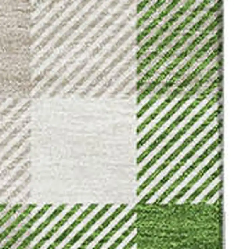 Emerald Beige And Ivory Plaid Washable Area Rug With UV Protection Photo 2