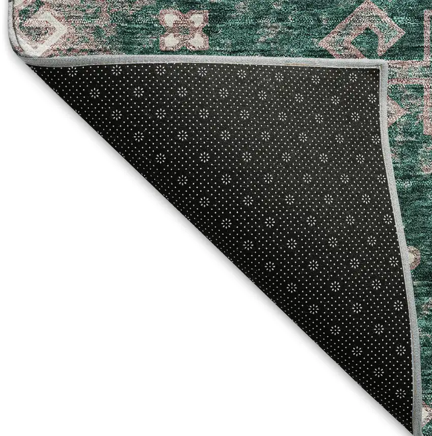 Emerald Brown And Ivory Medallion Washable Area Rug With UV Protection Photo 7