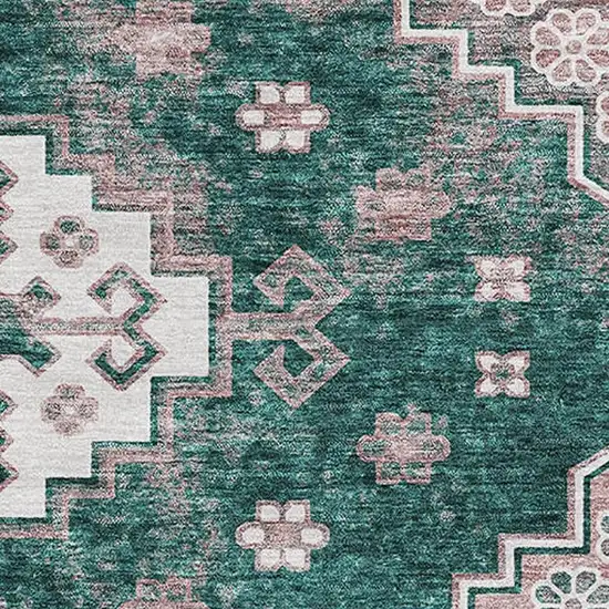 Emerald Brown And Ivory Medallion Washable Area Rug With UV Protection Photo 3