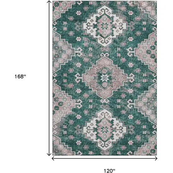 Emerald Brown And Ivory Medallion Washable Area Rug With UV Protection Photo 3