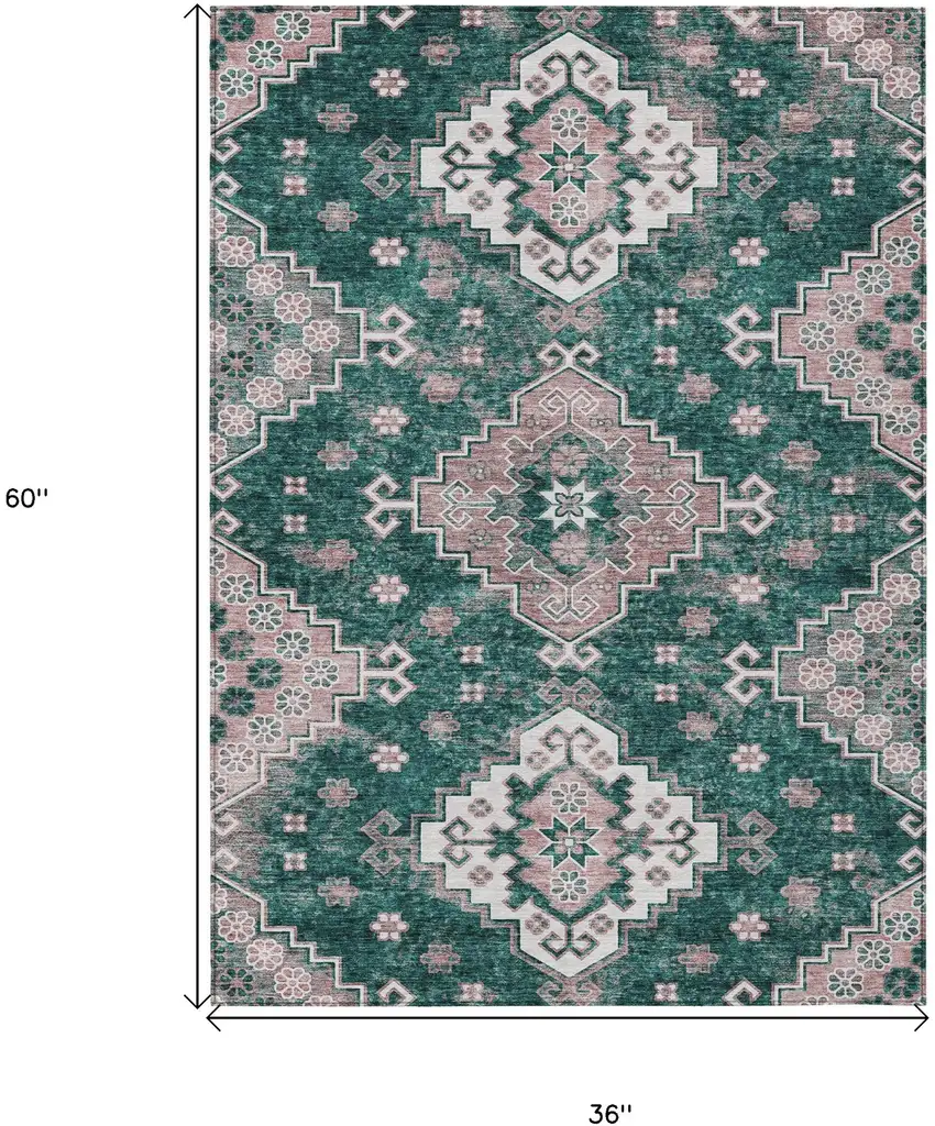 Emerald Brown And Ivory Medallion Washable Indoor Outdoor Area Rug Photo 3