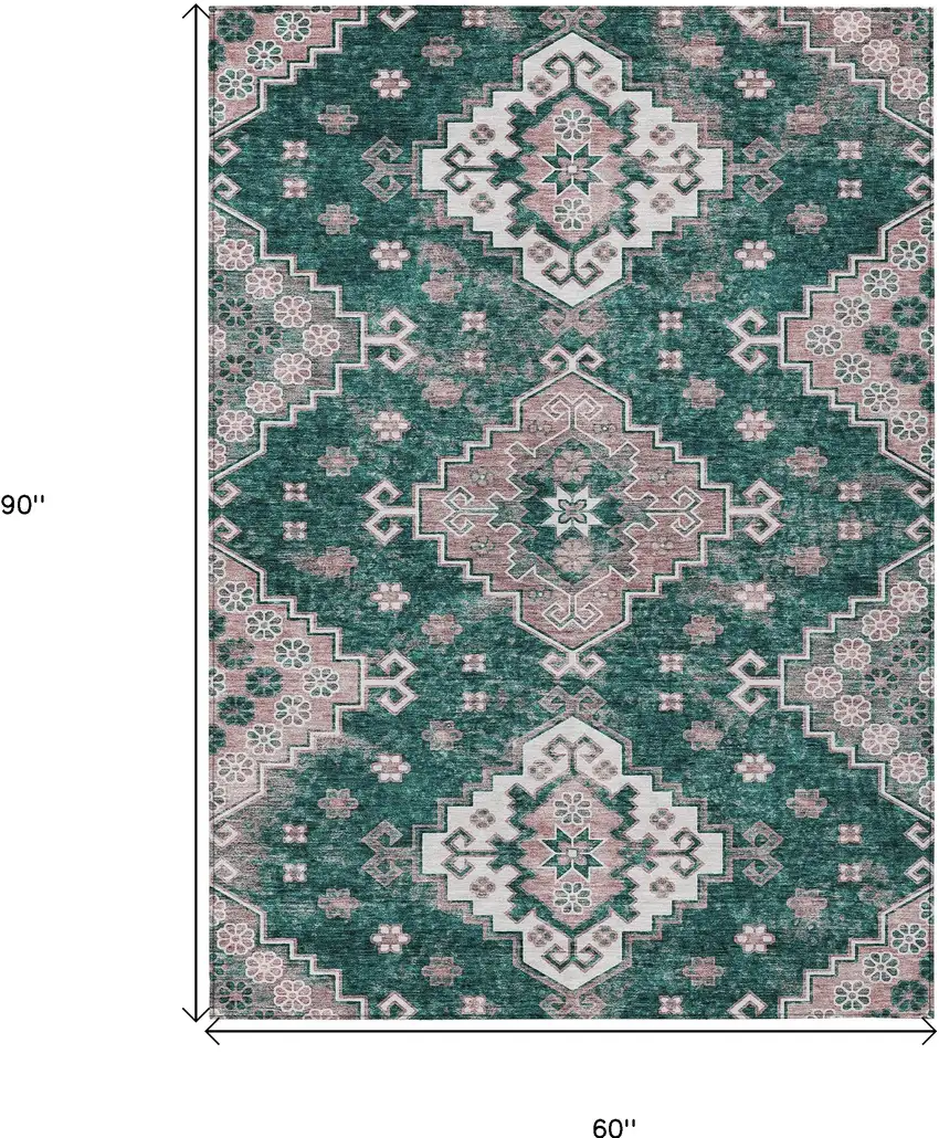 Emerald Brown And Ivory Medallion Washable Indoor Outdoor Area Rug Photo 3