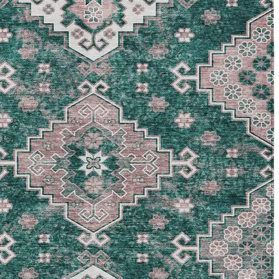 Emerald Brown And Ivory Medallion Washable Indoor Outdoor Area Rug Photo 6