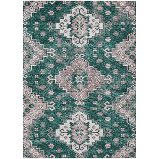 Emerald Brown And Ivory Medallion Washable Indoor Outdoor Area Rug Photo 2