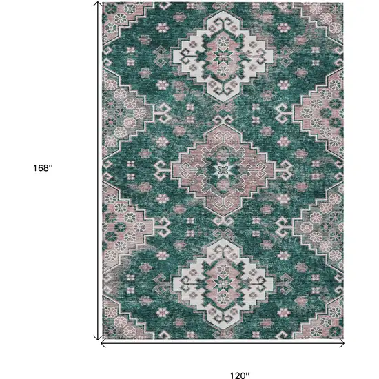 Emerald Brown And Ivory Medallion Washable Indoor Outdoor Area Rug Photo 3