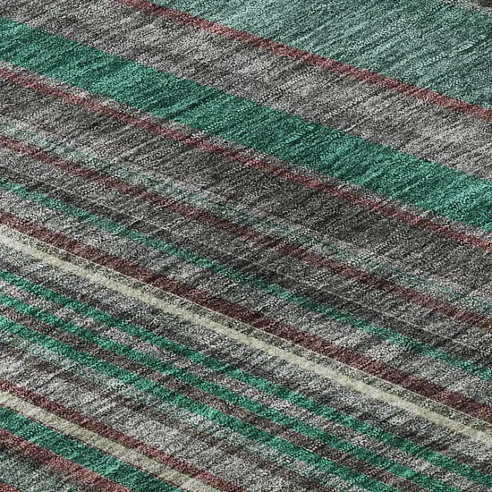 Emerald Brown And Merlot Striped Washable Area Rug With UV Protection Photo 7