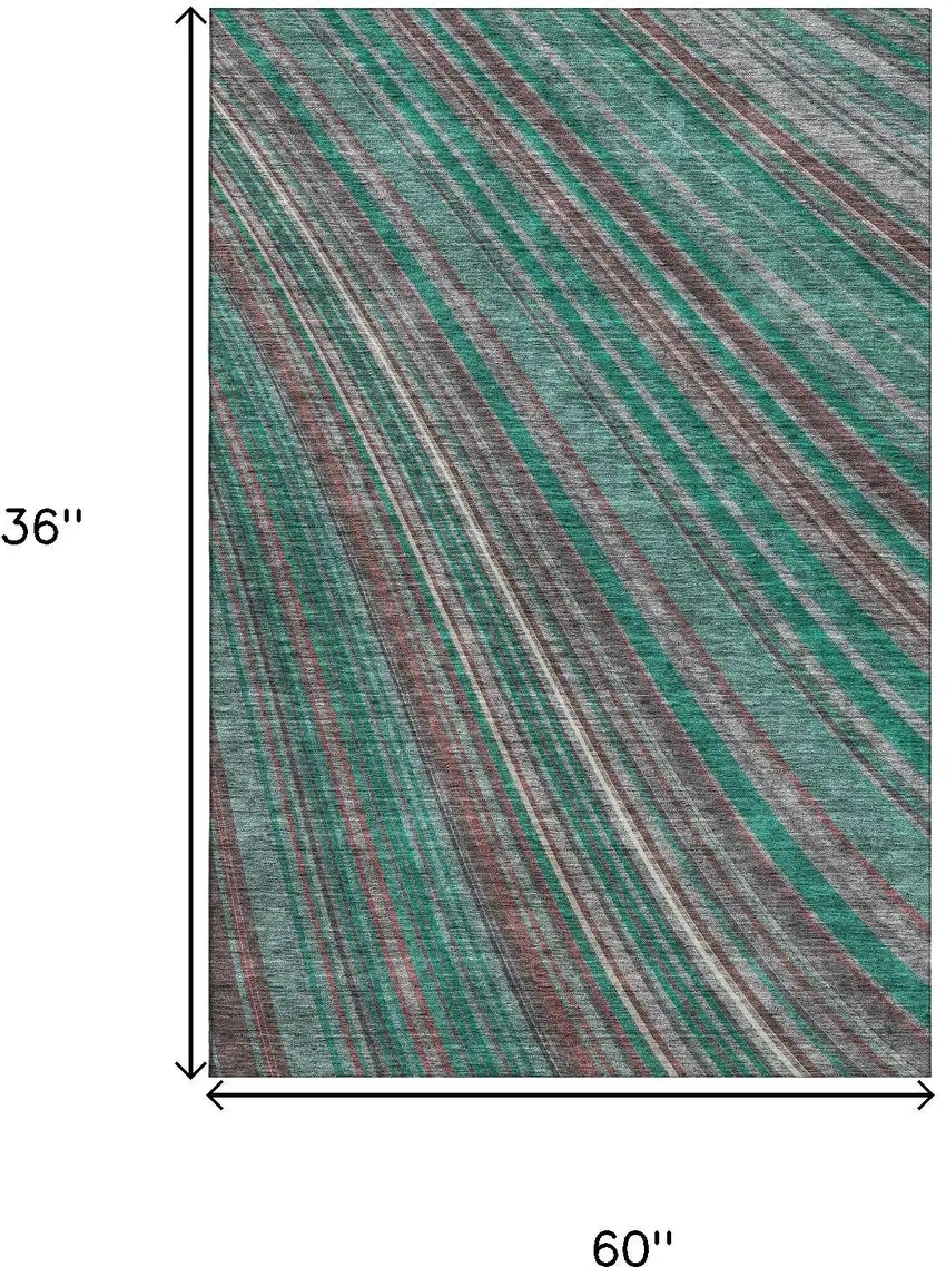 Emerald Brown And Merlot Striped Washable Area Rug With UV Protection Photo 9