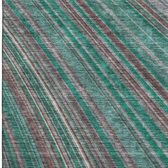 Emerald Brown And Merlot Striped Washable Area Rug With UV Protection Photo 3