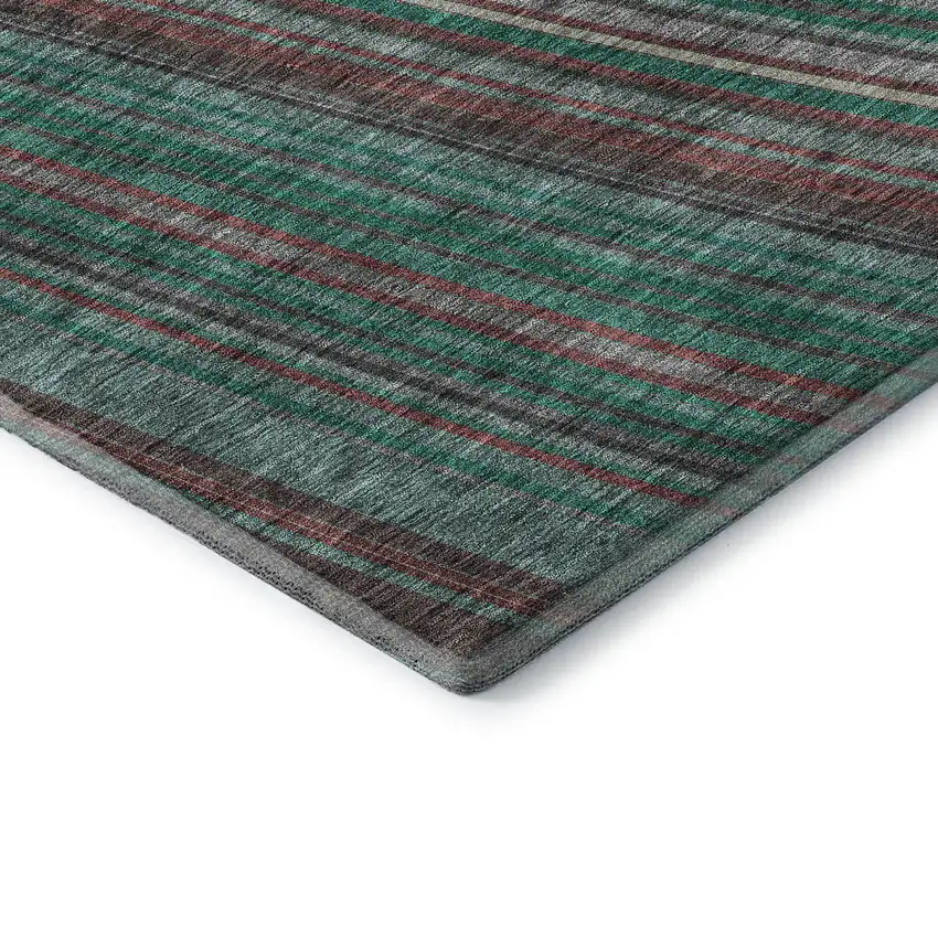 Emerald Brown And Merlot Striped Washable Area Rug With UV Protection Photo 5