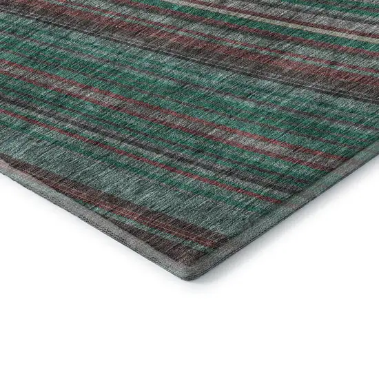 Emerald Brown And Merlot Striped Washable Area Rug With UV Protection Photo 5