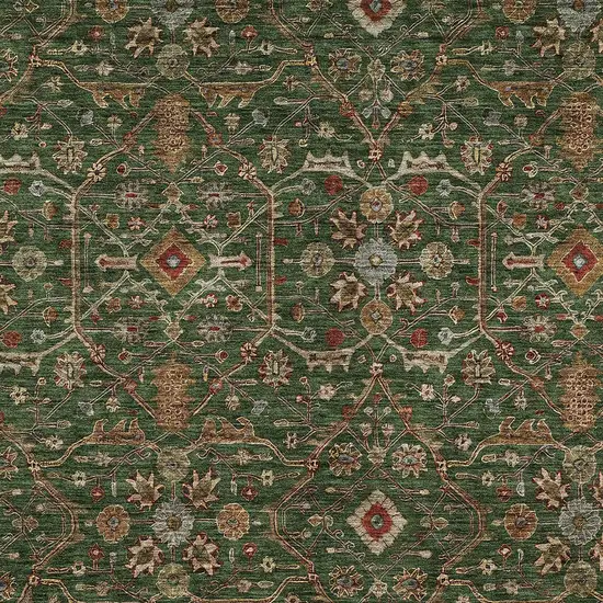 Emerald Brown And Red Floral Washable Indoor Outdoor Area Rug Photo 6