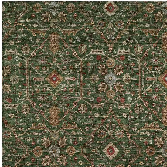 Emerald Brown And Red Floral Washable Indoor Outdoor Area Rug Photo 6