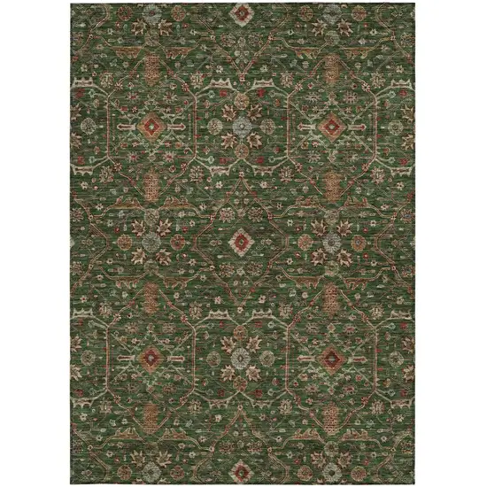 Emerald Brown And Red Floral Washable Indoor Outdoor Area Rug Photo 7