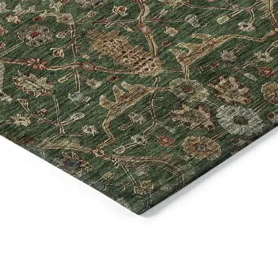 Emerald Brown And Red Floral Washable Indoor Outdoor Area Rug Photo 4