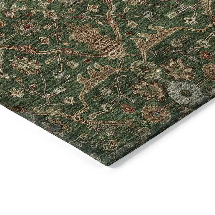 Emerald Brown And Red Floral Washable Indoor Outdoor Area Rug Photo 4
