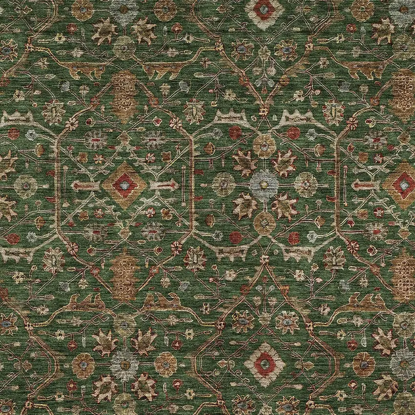 Emerald Brown And Red Floral Washable Indoor Outdoor Area Rug Photo 6