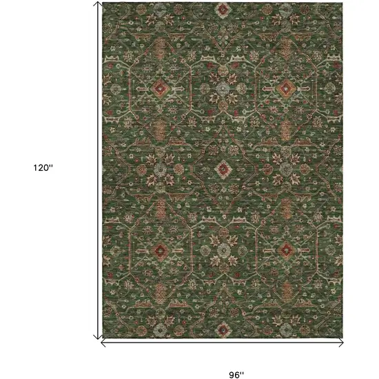 Emerald Brown And Red Floral Washable Indoor Outdoor Area Rug Photo 8