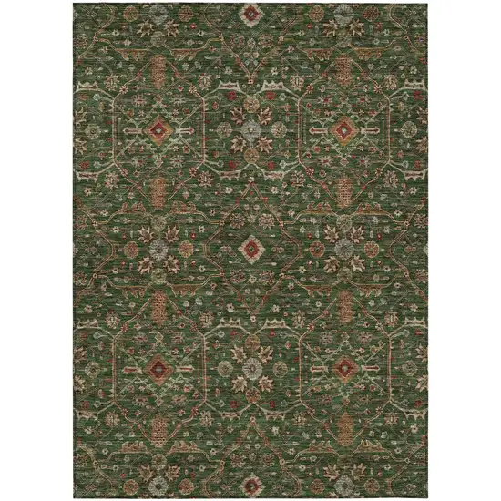Emerald Brown And Red Floral Washable Indoor Outdoor Area Rug Photo 2