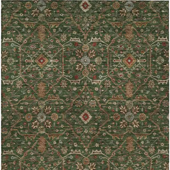 Emerald Brown And Red Floral Washable Indoor Outdoor Area Rug Photo 6