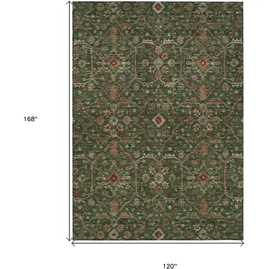 Emerald Brown And Red Floral Washable Indoor Outdoor Area Rug Photo 8