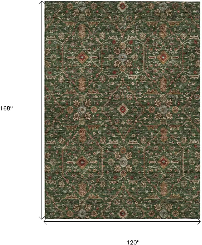 Emerald Brown And Red Floral Washable Indoor Outdoor Area Rug Photo 8