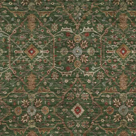 Emerald Brown And Red Floral Washable Indoor Outdoor Area Rug Photo 6