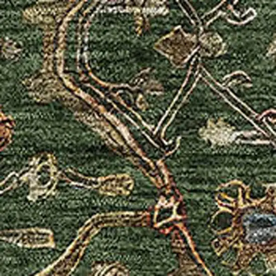 Emerald Copper And Beige Oriental Washable Area Rug With UV Protection Photo 2