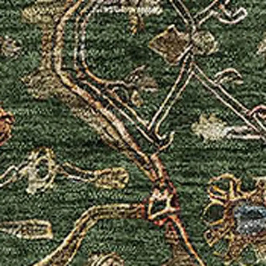 Emerald Copper And Beige Oriental Washable Area Rug With UV Protection Photo 2