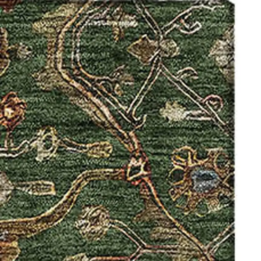 Emerald Copper And Beige Oriental Washable Area Rug With UV Protection Photo 3