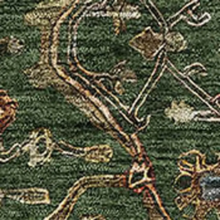 Emerald Copper And Beige Oriental Washable Area Rug With UV Protection Photo 2