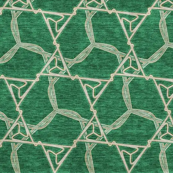Emerald Gray And Beige Geometric Washable Area Rug With UV Protection Photo 2