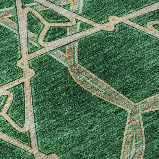 Emerald Gray And Beige Geometric Washable Area Rug With UV Protection Photo 9