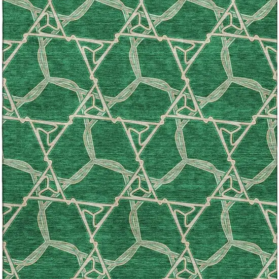 Emerald Gray And Beige Geometric Washable Area Rug With UV Protection Photo 3