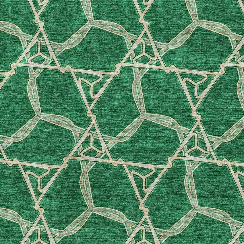 Emerald Gray And Beige Geometric Washable Area Rug With UV Protection Photo 3