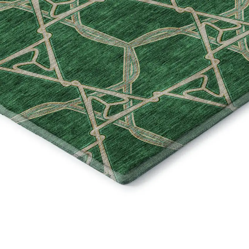 Emerald Gray And Beige Geometric Washable Area Rug With UV Protection Photo 7