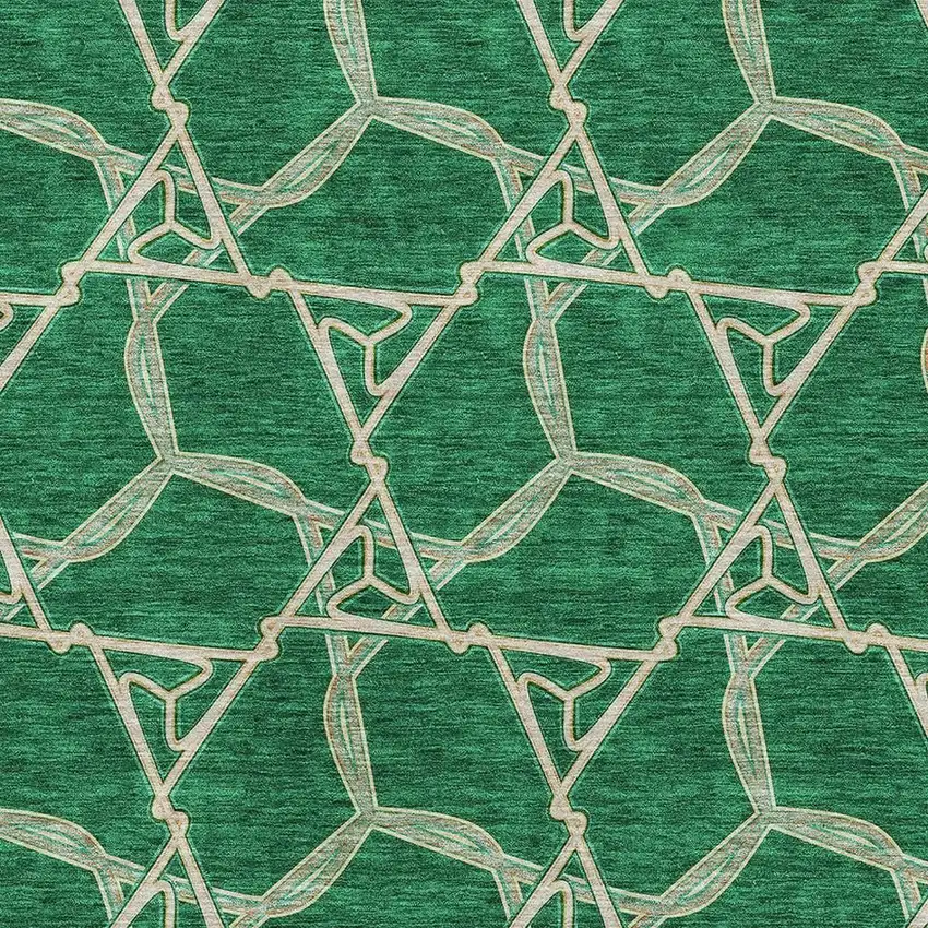 Emerald Gray And Beige Geometric Washable Area Rug With UV Protection Photo 3