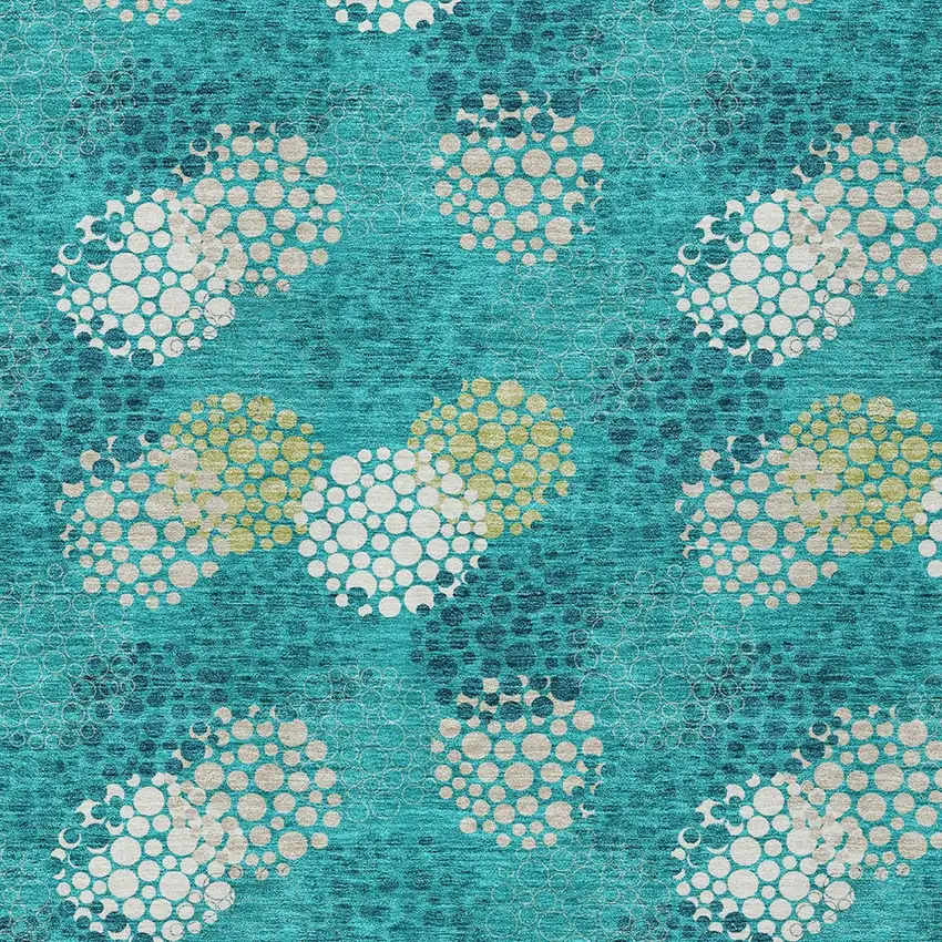 Emerald Gray And Ivory Polka Dot Washable Indoor Outdoor Area Rug Photo 6