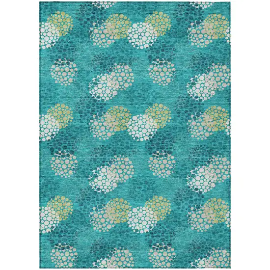 Emerald Gray And Ivory Polka Dot Washable Indoor Outdoor Area Rug Photo 2